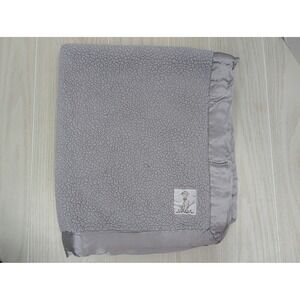 Little Giraffe Baby Blanket Grey Sherpa SIlver Satin Trim READ